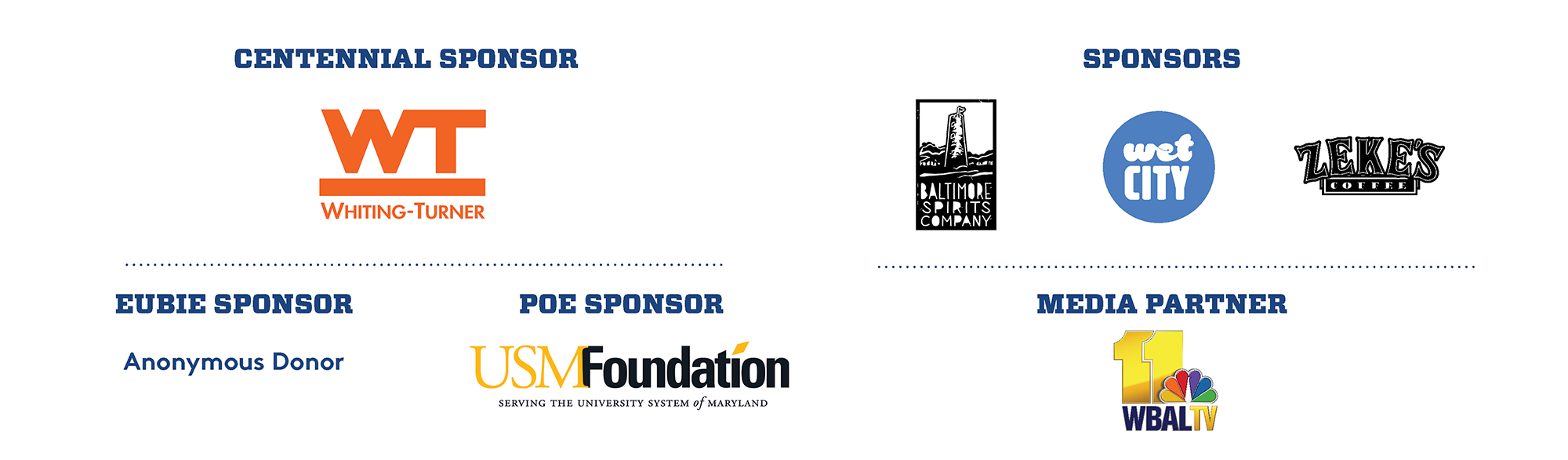 Centennial sponsors listed by logos