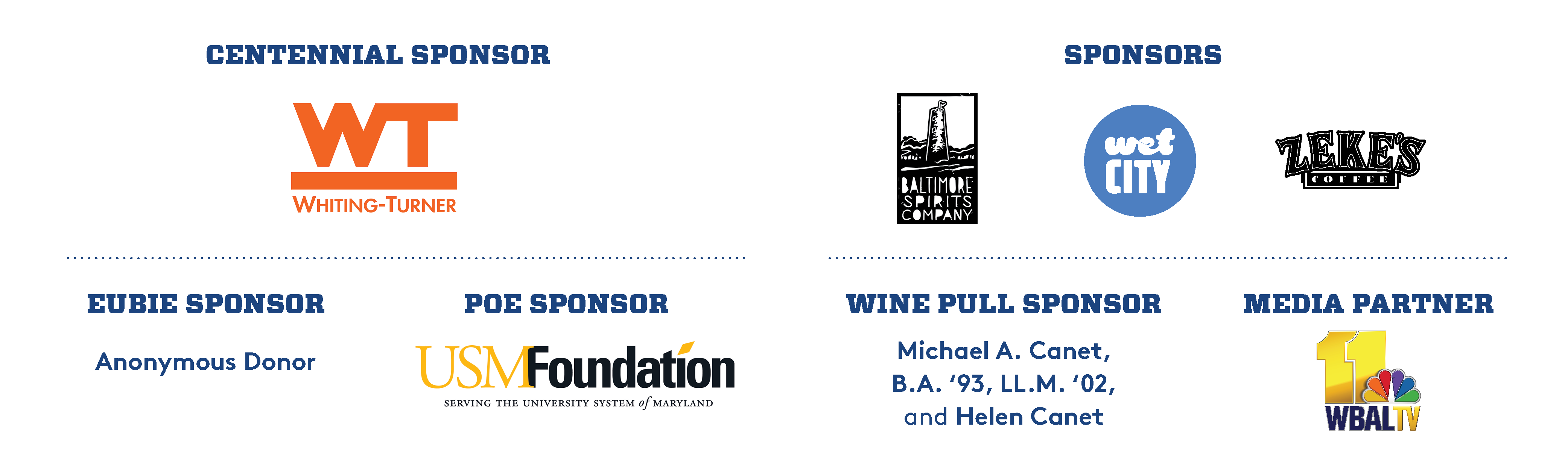 Centennial sponsors listed by logos